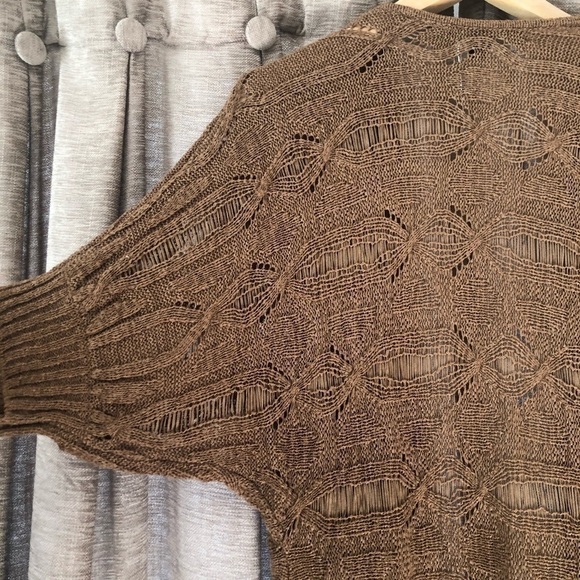 Fever Crochet Open Front Brown Cardigan - Picture 8 of 9